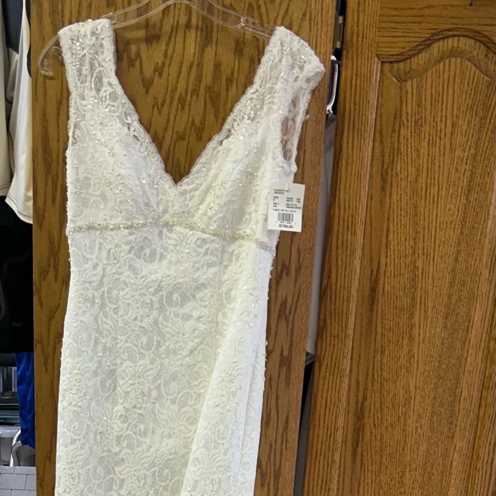 Elegant White Lace Wedding Dress, David’s Bridal, New with tags and bag